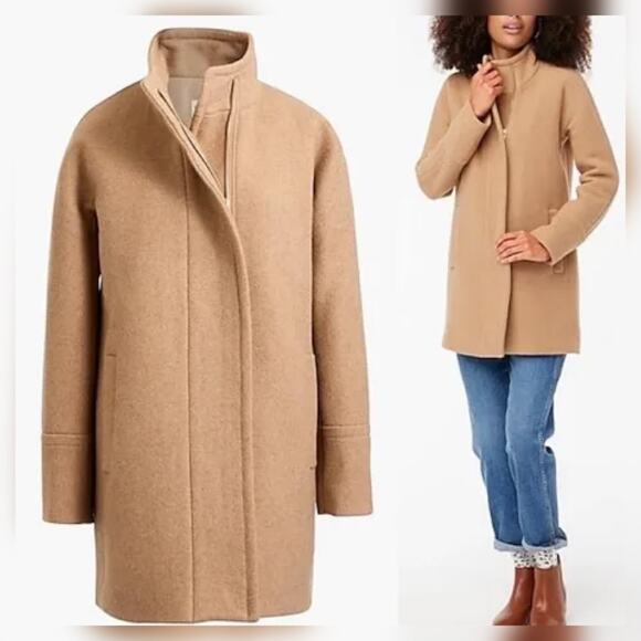 J. Crew Jackets & Blazers - J. CREW $298 HEATHER ACORN WOOL BLEND BUTTON NECK CITY COAT SZ 6